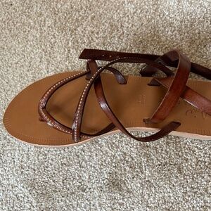 Joie gladiator leather cognac sandals w/silver studs NEW in box size 8.5/9